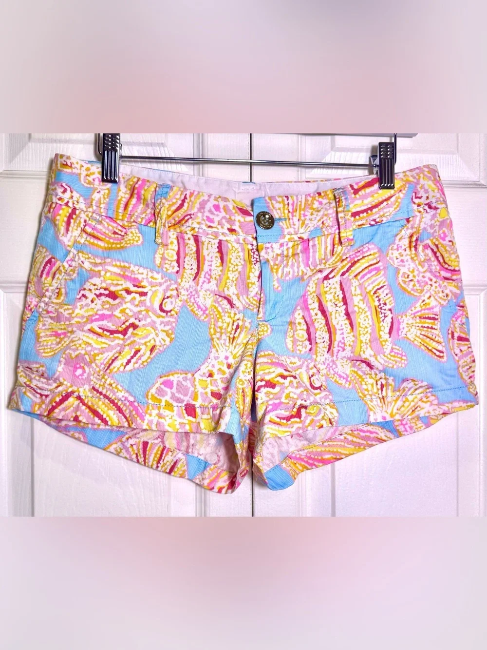 Lilly Pulitzer Walsh Shorts Tini Bikini Fish Print Size 4 Cotton